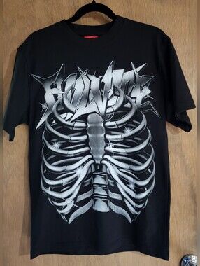 Evil Vice Bones graphic t-shirt black white ribcage design New Small